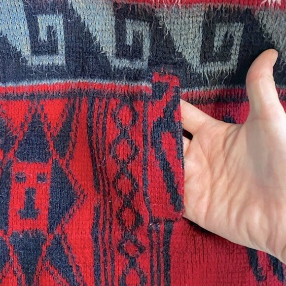 Tejidos Ruminahui Red Alpaca Zip Front Wool Sweater L - Picture 12 of 15